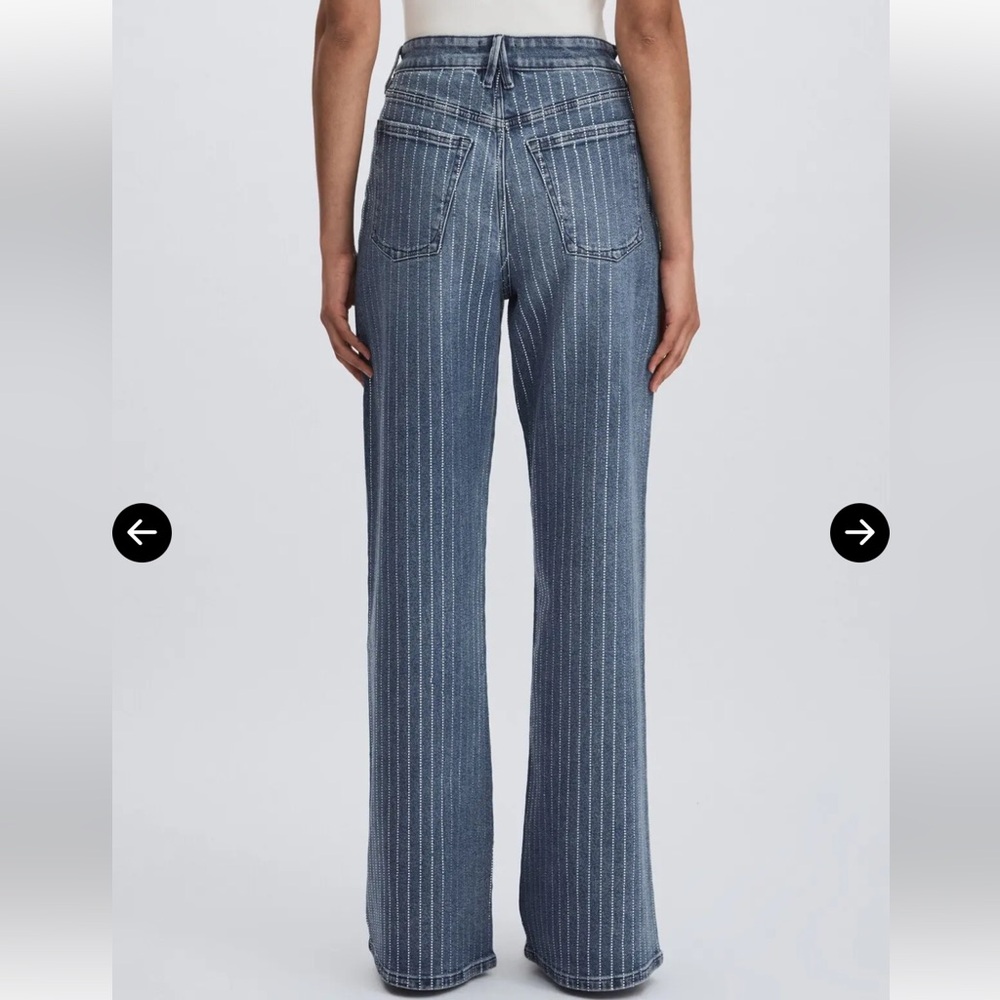 NWT Good American Good Ease Rhinestone Embellished Wide Leg - Picture 5 of 16